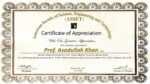 Prof. Asadullah Khan_Certifcate of Appreciation