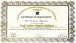 Prof. Azher Majid Sddiqui_Certifcate of Appreciation