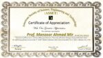 Prof. Manzoor Ahmad Mir_Certifcate of Appreciation